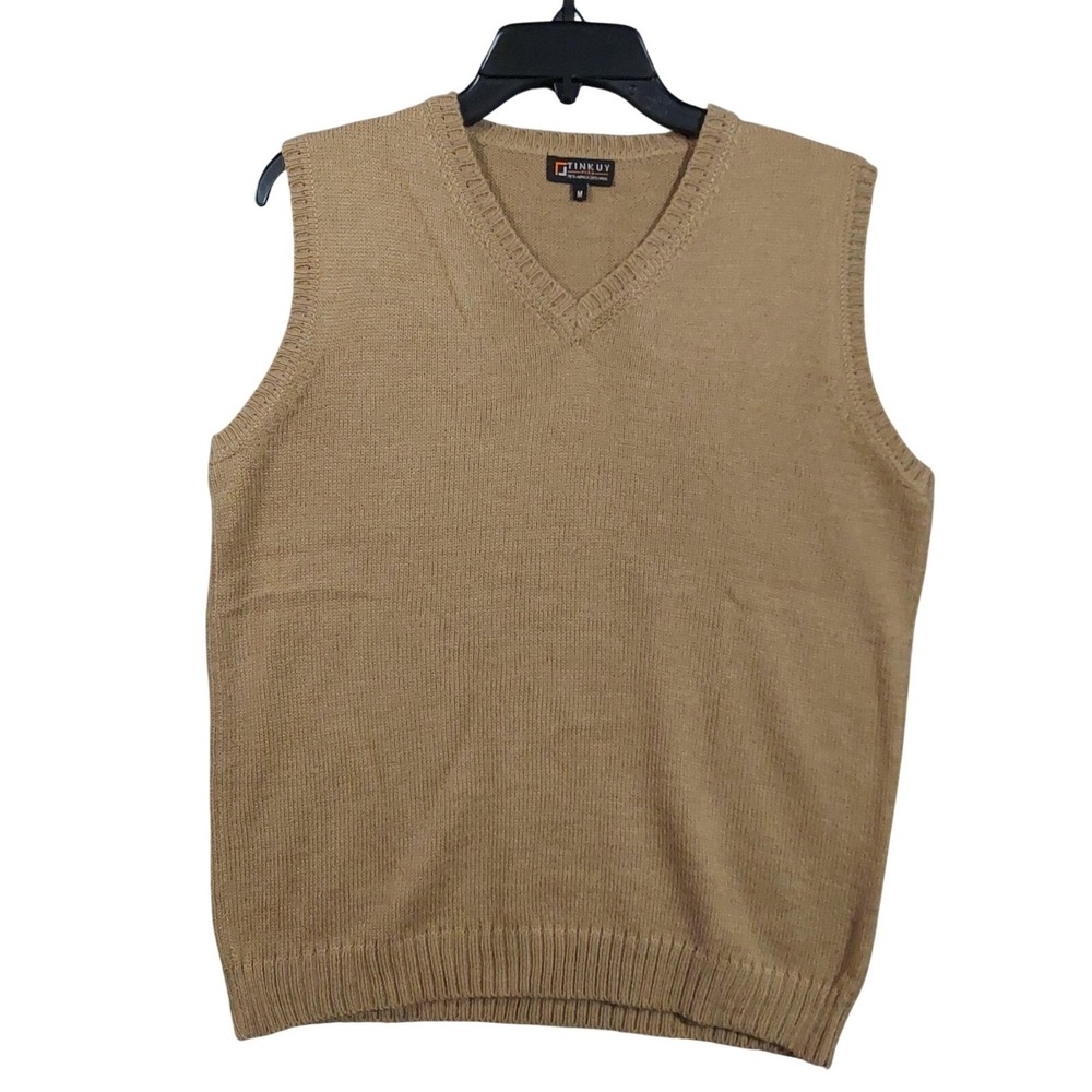 Tinkuy Sweater Vest Mens Medium Brown Alpaca Wool V Neck Knit Pullover